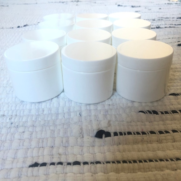 Set of 6 Travel 2oz White Double Wall Jars w Caps - Picture 4 of 8